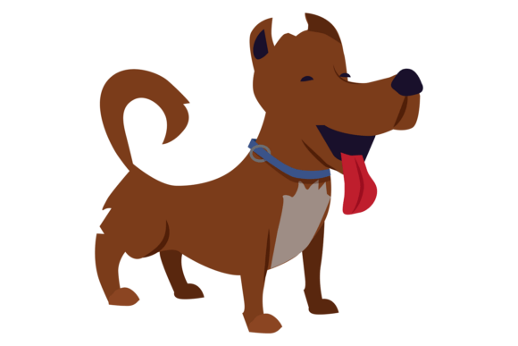 A Cartoon Dog with a Blue Collar is Smiling