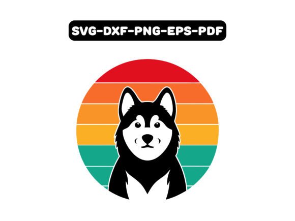Alaskan Malamute Dog Retro Vector Design Review