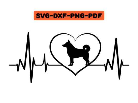 Alaskan Malamute Dog with Heartbeat Line