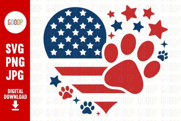 American Flag Heart and Dog Paw PNG Review