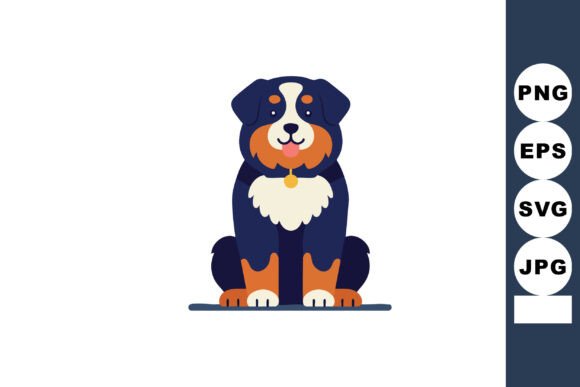 Bernese Mountain Dog Sitting Front View