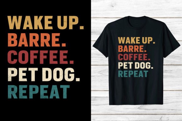 Coffee T-shirt Wakeup Coffee Repeat Embroidery Design