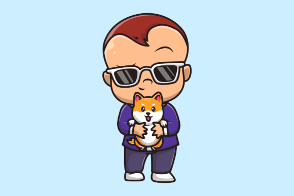 Cute Baby Boss Holding Shiba Inu Dog Embroidery Review