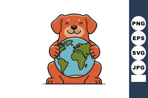 Cute Brown Dog Holding Blue and Green Ea