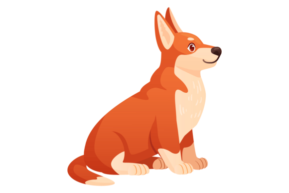 Cute Corgi Sit. Baby Dog Cartoon Pose