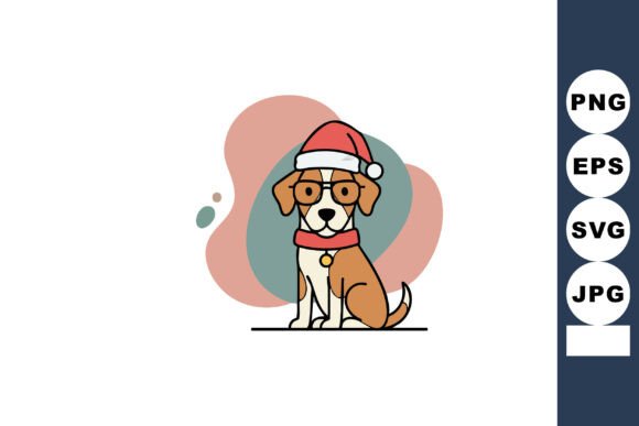 Cute Dog in Red Santa Hat Embroidery Design