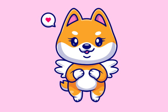 Cute Shiba Inu Dog Angel Flying Cartoon Review