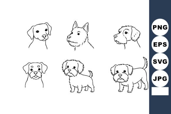 Dog Breeds Line Art Vector Illustration