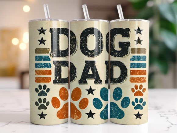 Dog Dad 20 Oz Skinny Tumbler Wrap PNG Review