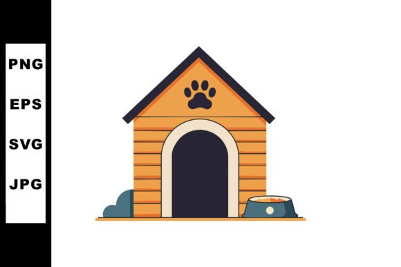 Dog House with Paw Print and Food Bowl V