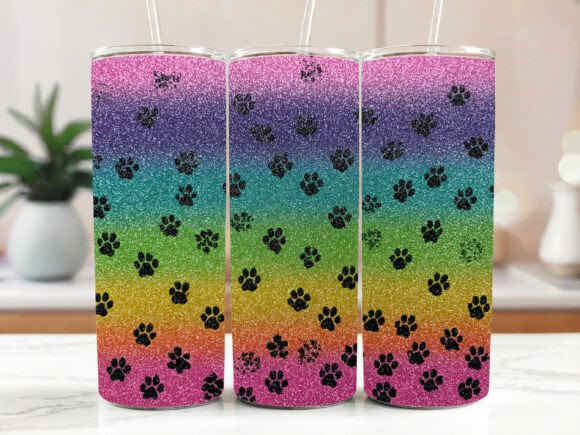 Dog Paw Tumbler PNG Design Dog Glitter