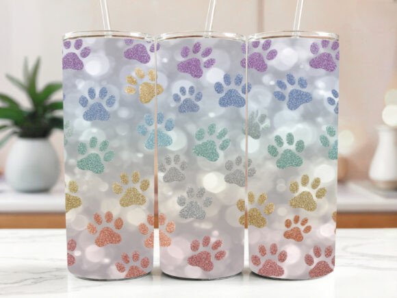 Dog Paw Tumbler Wrap Cute Glitter Paw Review