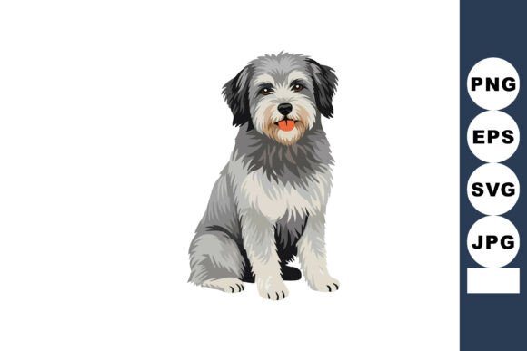 Dog Sitting with Gray and White Fur