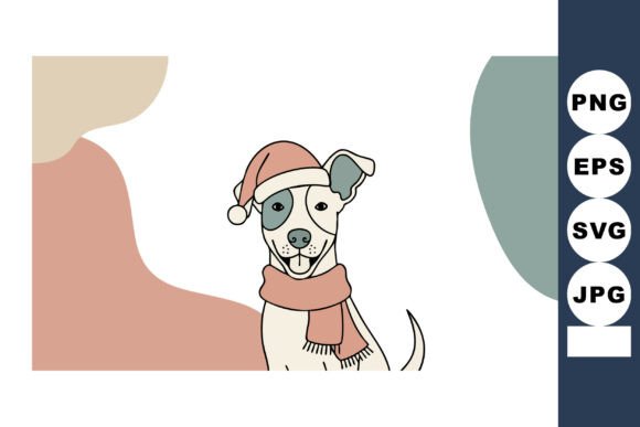 Dog Wearing Scarf and Santa Hat in Minim