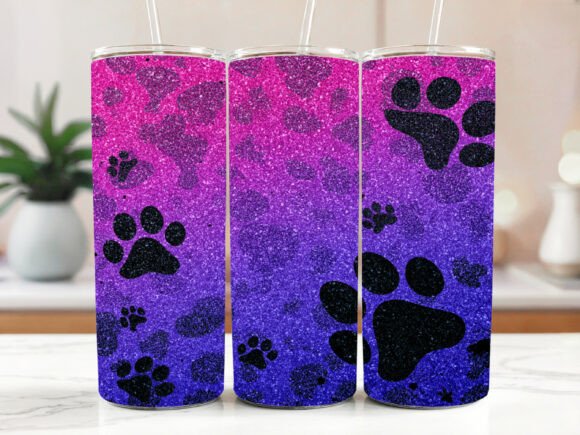 Glitter Dog Paw Prints 20 Oz Skinny Review