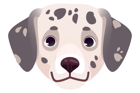 Happy Dalmatian Dog Face. Puppy Cartoon Review