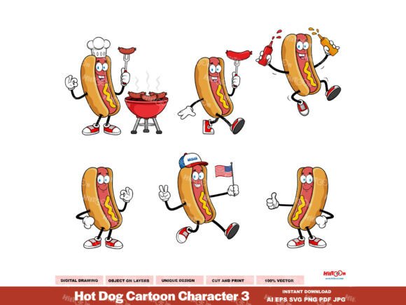 Hot Dog Cartoon Character Bundle 3 Review