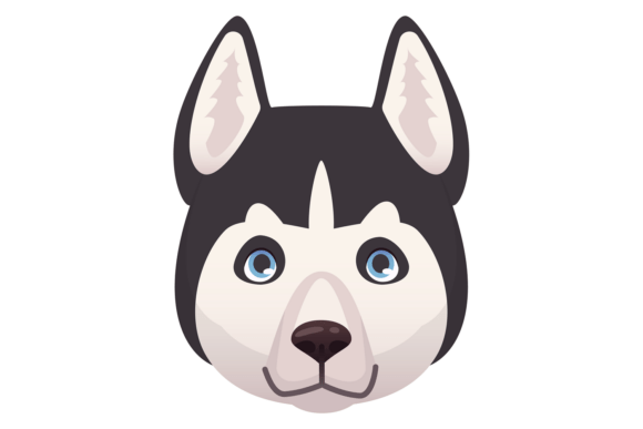 Husky Head Cute Dog Emoji for Embroidery