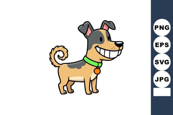 Smiling Small Dog with Curled Tail