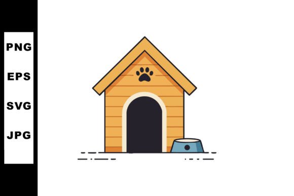 Wooden Dog House with Paw Print and Blue